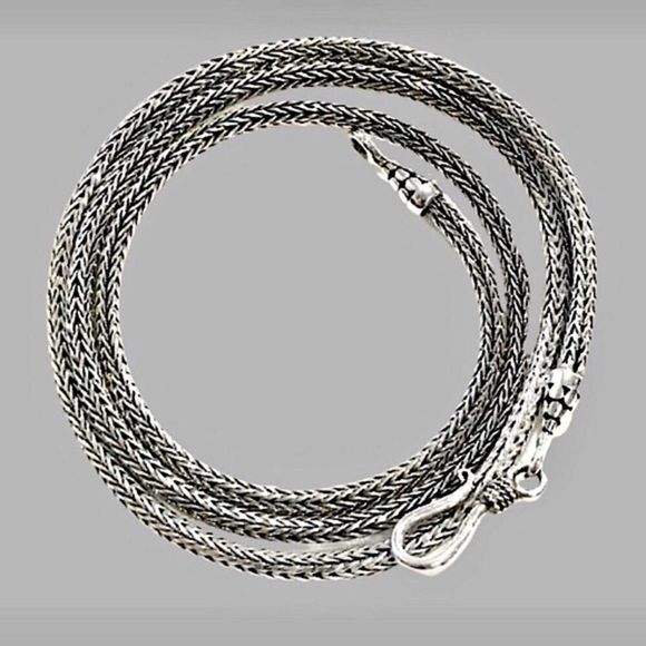 Sterling Silver Wheat Chain Braided Necklace 20inches - Picture 6 of 10